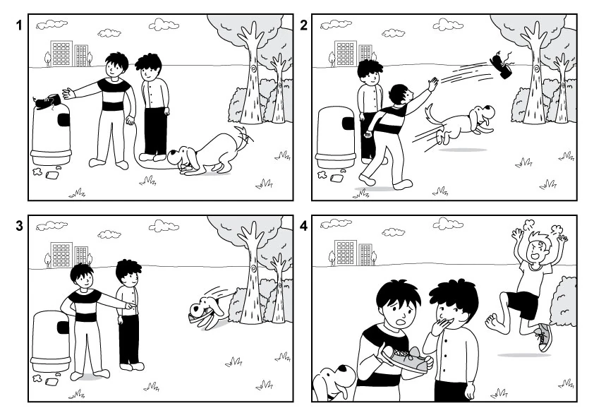 A clever dog — four-panel illustrated story