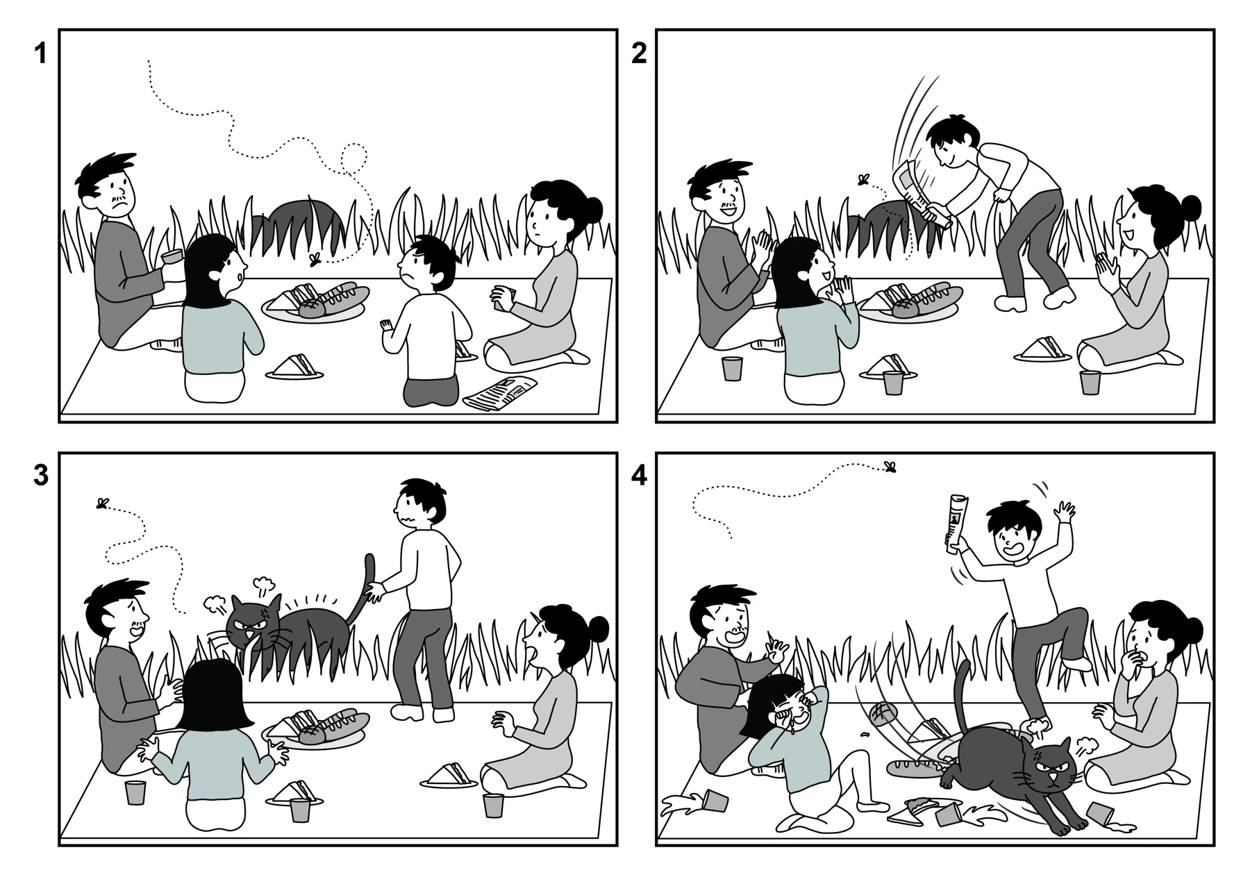 Hit and miss! — illustrated story sequence