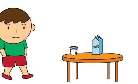 Animated boy and table scene