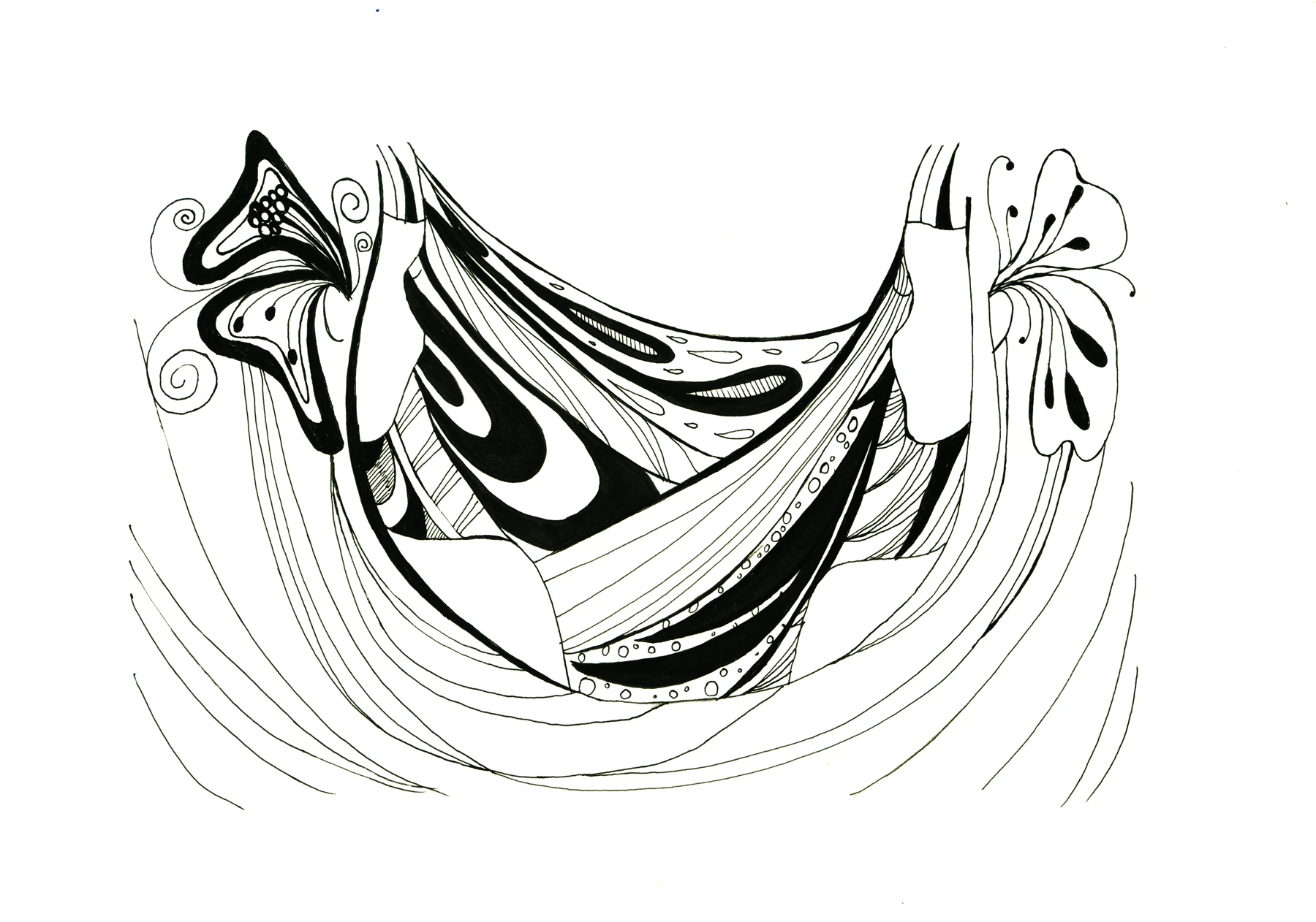 Flowing black-and-white illustration