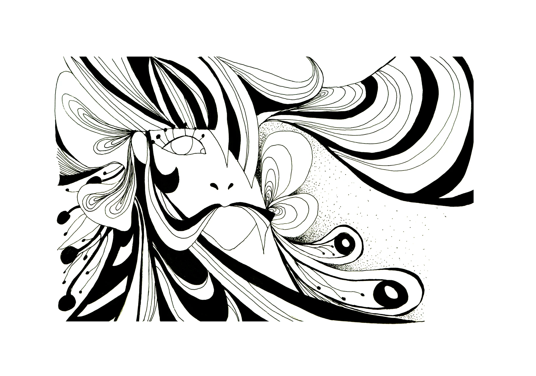 Expressive black-and-white illustration