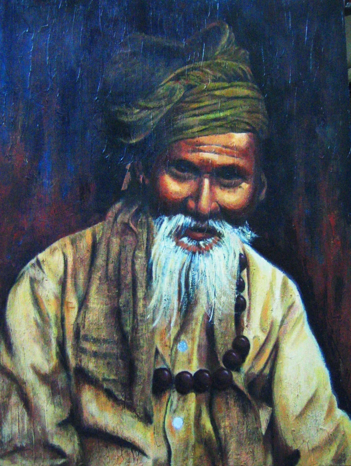 Portrait of an older man — acrylic