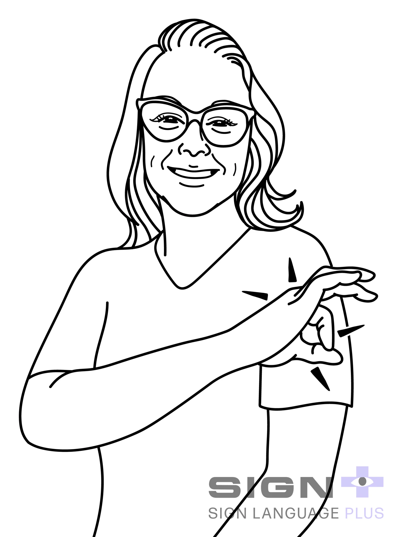 Janet Lawson — line-drawn sign-name portrait